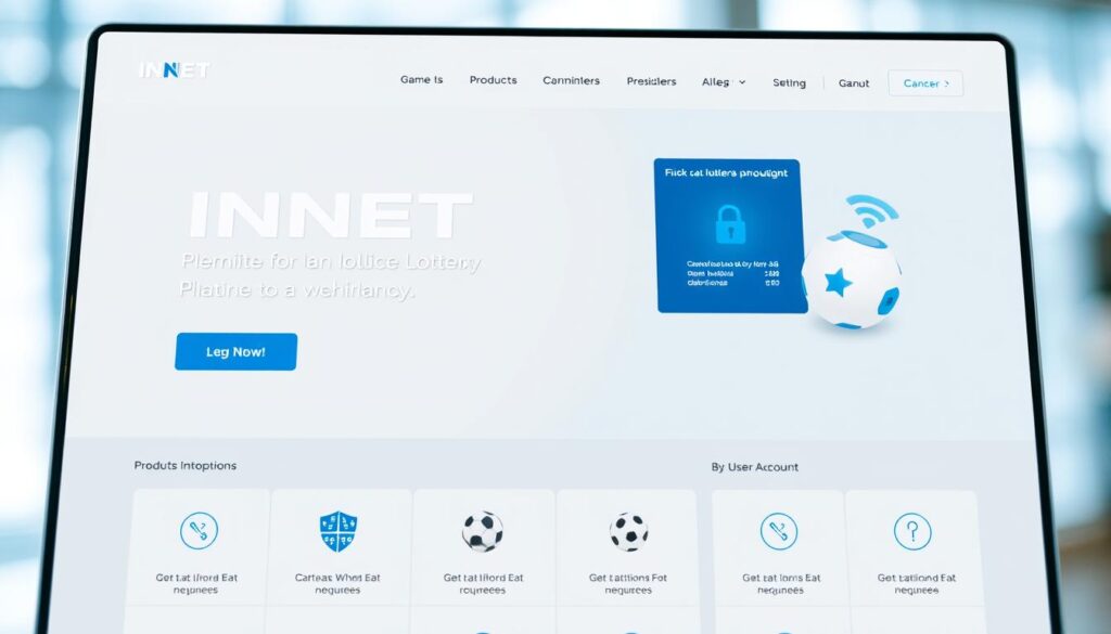 A sleek, modern website interface for a reputable online lottery platform, INNET. The page features a clean, minimalist design with a prominent INNET logo and subtle branding elements. The layout is well-organized, with clear sections for game information, betting options, and user account management. Elegant typography and a soothing color palette of blues and grays create a professional, trustworthy atmosphere. High-quality product shots and stylized icons enhance the user experience, conveying a sense of reliability and security. Subtle lighting and depth of field focus the viewer's attention on the key features, inviting exploration of the platform's capabilities. An overall impression of a sleek, user-friendly, and trustworthy online lottery destination. A sleek, modern website interface for a reputable online lottery platform, INNET. The page features a clean, minimalist design with a prominent INNET logo and subtle branding elements. The layout is well-organized, with clear sections for game information, betting options, and user account management. Elegant typography and a soothing color palette of blues and grays create a professional, trustworthy atmosphere. High-quality product shots and stylized icons enhance the user experience, conveying a sense of reliability and security. Subtle lighting and depth of field focus the viewer's attention on the key features, inviting exploration of the platform's capabilities. An overall impression of a sleek, user-friendly, and trustworthy online lottery destination.